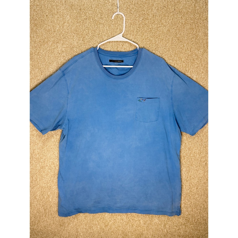 Flawed Greg Norman Mens Blue Short Sleeve Pocket Tee Shirt Shark Logo XXXL